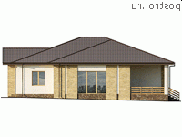 Q-185-2P проект одноэтажного дома из пеноблоков с гаражом размером 15 на 18 - вид слева