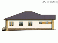 Q-185-2P проект одноэтажного дома из пеноблоков с гаражом размером 15 на 18 - вид справа