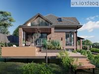 Q-187-1P проект двухэтажного дома из пеноблоков с цоколем и мансардой и гаражом размером 22 на 12 