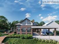 Q-187-1P проект двухэтажного дома из пеноблоков с цоколем и мансардой и гаражом размером 22 на 12 