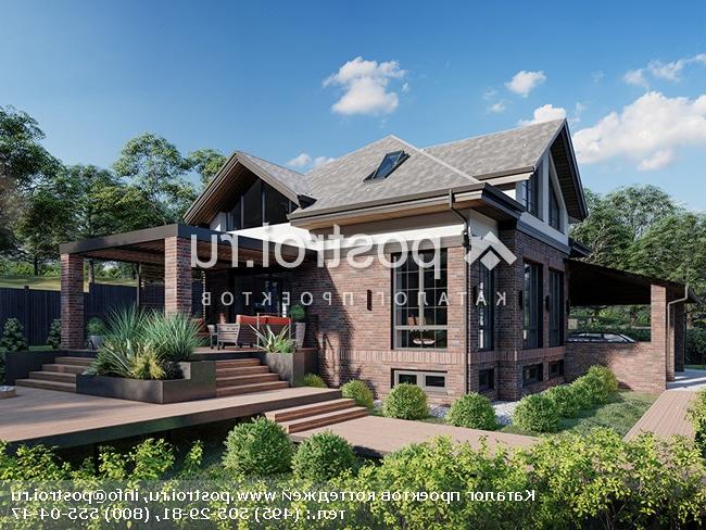 Q-187-1P проект двухэтажного дома из пеноблоков с цоколем и мансардой и гаражом размером 22 на 12 