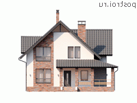 Q-188-1P проект двухэтажного дома из пеноблоков размером 11 на 17 - вид спереди