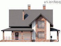 Q-188-1P проект двухэтажного дома из пеноблоков размером 11 на 17 - вид слева