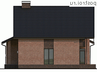 Q-197-1P проект двухэтажного коттеджа из пенобетона с гаражом размером 12 на 14 - вид слева