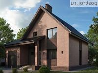 Q-197-1P проект двухэтажного коттеджа из пенобетона с гаражом размером 12 на 14