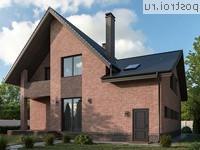 Q-197-1P проект двухэтажного коттеджа из пенобетона с гаражом размером 12 на 14