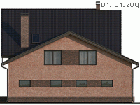 Q-197-1P проект двухэтажного коттеджа из пенобетона с гаражом размером 12 на 14 - вид справа