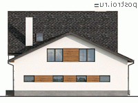 Q-198-1P проект двухэтажного коттеджа из пенобетона с гаражом размером 12 на 14  - вид справа