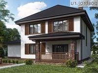 Q-214-1P проект двухэтажного дома из газобетона с гаражом размером 16 на 12