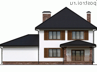Q-214-1P проект двухэтажного дома из газобетона с гаражом размером 16 на 12 - вид сзади Q-214-1P проект двухэтажного дома из газобетона с гаражом размером 16 на 12 - вид сзади