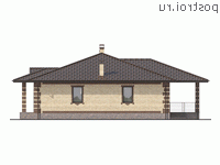 Q-215-1P проект одноэтажного дома из пенобетона с гаражом размером 17 на 17 - вид слева Q-215-1P проект одноэтажного дома из пенобетона с гаражом размером 17 на 17 - вид слева