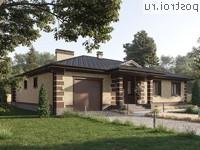 Q-215-1P проект одноэтажного дома из пенобетона с гаражом размером 17 на 17