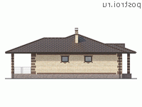 Q-215-1P проект одноэтажного дома из пенобетона с гаражом размером 17 на 17 - вид справа Q-215-1P проект одноэтажного дома из пенобетона с гаражом размером 17 на 17 - вид справа