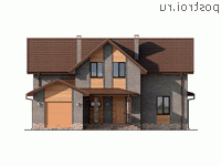 Q-239-2P проект двухэтажного дома из газобетона с гаражом размером 15 на 19 - вид спереди Q-239-2P проект двухэтажного дома из газобетона с гаражом размером 15 на 19 - вид спереди