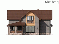 Q-239-2P проект двухэтажного дома из газобетона с гаражом размером 15 на 19 - вид сзади Q-239-2P проект двухэтажного дома из газобетона с гаражом размером 15 на 19 - вид сзади