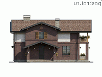 Q-257-1K проект двухэтажного коттеджа из кирпича размером 14 на 18 - вид спереди Q-257-1K проект двухэтажного коттеджа из кирпича размером 14 на 18 - вид спереди