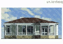 R-121-1K проект одноэтажного коттеджа из кирпича размером 11 на 14 - вид сзади R-121-1K проект одноэтажного коттеджа из кирпича размером 11 на 14 - вид сзади