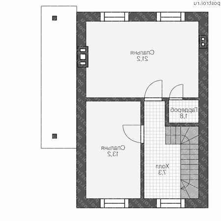R-130-1P проект двухэтажного дома из газобетона с мансардой размером 9 на 6 - мансарда R-130-1P проект двухэтажного дома из газобетона с мансардой размером 9 на 6 - мансарда