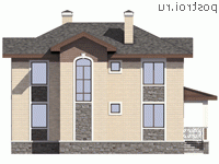 R-153-1P проект двухэтажного коттеджа из пеноблоков размером 15 на 13 - вид сзади R-153-1P проект двухэтажного коттеджа из пеноблоков размером 15 на 13 - вид сзади