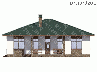 R-159-1P проект одноэтажного дома из пеноблоков размером 14 на 15  - вид спереди