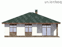 R-159-1P проект одноэтажного дома из пеноблоков размером 14 на 15  - вид сзади