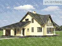 R-179-1K проект одноэтажного дома из кирпича с мансардой и гаражом размером 13 на 15 - вид спереди R-179-1K проект одноэтажного дома из кирпича с мансардой и гаражом размером 13 на 15 - вид спереди