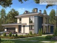 R-196-1K проект двухэтажного коттеджа из кирпича с гаражом размером 16 на 17 