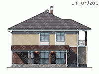 R-205-1P проект двухэтажного дома из пенобетона размером 12 на 12  - вид справа