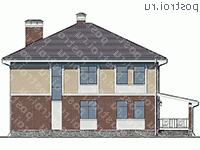 R-205-1P проект двухэтажного дома из пенобетона размером 12 на 12  - вид сзади