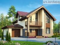 R-213-1P проект двухэтажного дома из пенобетона с подвалом и гаражом размером 14 на 13 