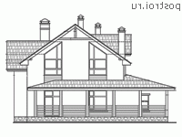 R-213-1P проект двухэтажного дома из пенобетона с подвалом и гаражом размером 14 на 13  - вид сзади