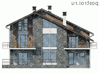 R-263-1P проект двухэтажного дома из пеноблоков размером 16 на 15 - вид спереди R-263-1P проект двухэтажного дома из пеноблоков размером 16 на 15 - вид спереди