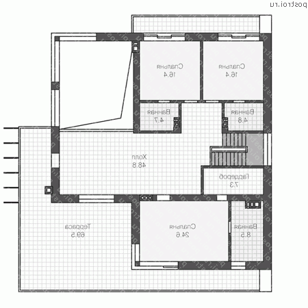 R-273-1P проект двухэтажного дома из пеноблоков с гаражом размером 17 на 16 - 2-й этаж R-273-1P проект двухэтажного дома из пеноблоков с гаражом размером 17 на 16 - 2-й этаж