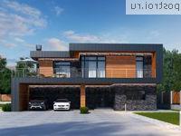 R-273-1P проект двухэтажного дома из пеноблоков с гаражом размером 17 на 16