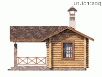 T-033-1D проект одноэтажной деревянной бани из бревна размером 7 на 8  - вид слева