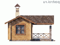 T-033-1D проект одноэтажной деревянной бани из бревна размером 7 на 8  - вид справа