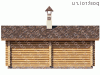 T-033-1D проект одноэтажной деревянной бани из бревна размером 7 на 8  - вид сзади