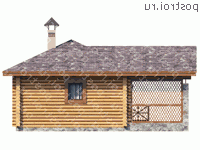 T-034-1D проект одноэтажной деревянной бани из бревна размером 6 на 9 - вид справа T-034-1D проект одноэтажной деревянной бани из бревна размером 6 на 9 - вид справа