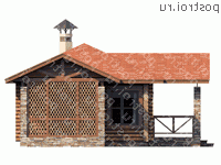 T-038-1D проект одноэтажной деревянной бани из бревна размером 8 на 8 - вид справа