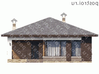 T-078-1P проект одноэтажного дома из пеноблока размером 10 на 10  - вид спереди