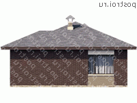 T-078-1P проект одноэтажного дома из пеноблока размером 10 на 10  - вид слева