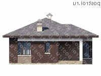 T-078-1P проект одноэтажного дома из пеноблока размером 10 на 10  - вид справа