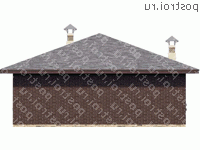 T-078-1P проект одноэтажного дома из пеноблока размером 10 на 10  - вид сзади