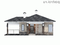 T-083-1P проект одноэтажного дома из пеноблока размером 12 на 13  - вид спереди