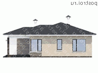 T-083-1P проект одноэтажного дома из пеноблока размером 12 на 13  - вид слева