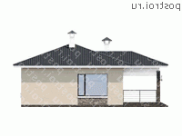 T-083-1P проект одноэтажного дома из пеноблока размером 12 на 13  - вид сзади