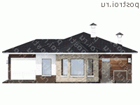 T-092-1P проект одноэтажного коттеджа из пеноблока размером 14 на 11 - вид спереди T-092-1P проект одноэтажного коттеджа из пеноблока размером 14 на 11 - вид спереди