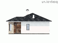 T-092-1P проект одноэтажного коттеджа из пеноблока размером 14 на 11 - вид слева T-092-1P проект одноэтажного коттеджа из пеноблока размером 14 на 11 - вид слева
