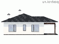 T-092-1P проект одноэтажного коттеджа из пеноблока размером 14 на 11 - вид сзади T-092-1P проект одноэтажного коттеджа из пеноблока размером 14 на 11 - вид сзади