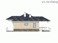 T-097-2P проект одноэтажного коттеджа из пеноблока с гаражом размером 13 на 16 - вид слева T-097-2P проект одноэтажного коттеджа из пеноблока с гаражом размером 13 на 16 - вид слева